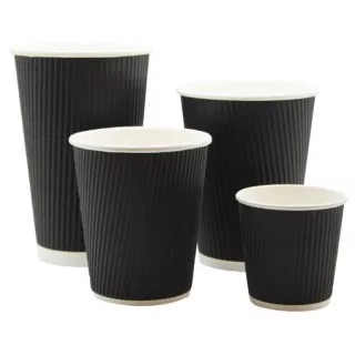 Black Triple Wall Ripple Cups & Lids